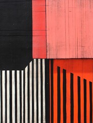 Fototapeta premium Abstract Painting on Wood Panels with Geometric Forms and Bold Colors