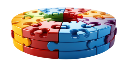 3D Puzzling isolated on transparent background, PNG