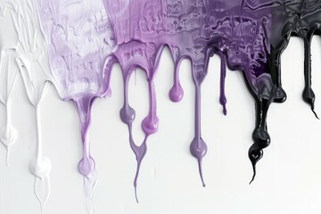 Naklejka premium Photo of Purple black and white paint stains on white surface. Detailed image