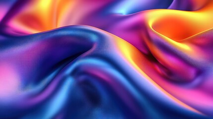 Obraz premium Colorful Abstract Wavy Fabric, Shimmering, Flowing Texture, Dynamic Pattern, Close-up