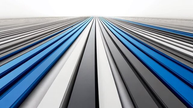 Abstract Perspective: Dynamic Motion of Blue, Gray, and White Parallel Lines Pattern