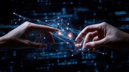 This abstract image represents the complex and evolving challenges of cyber identity theft and data breaches in the digital transformation era  It showcases the interconnected nature of technology