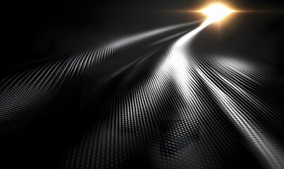 Abstract Light Stream on Woven Carbon Fiber Background with Lens Flare