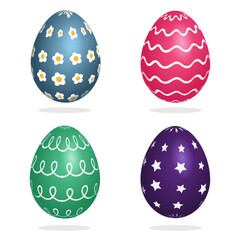 Colorful Easter Egg Vector Set – 3D Realistic Decorative Eggs Isolated on White Background. Happy Easter Festive Holiday Design Elements