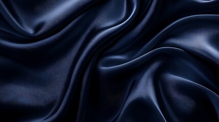 Dark blue silk fabric folds