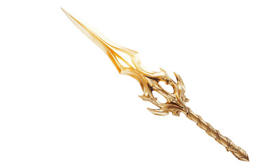 Radiant Golden Trident Featuring Illuminated Edges Isolated on transparent background.