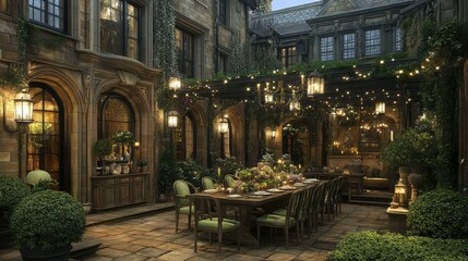 Fototapeta premium Elegant Courtyard Dinner Party