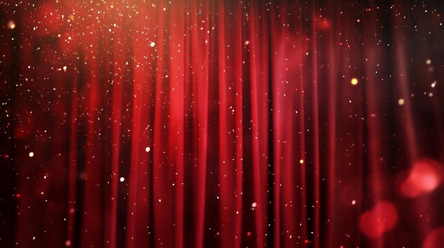 Red Curtain Background with Vertical Folds / 縦のひだがある赤いカーテンの背景
