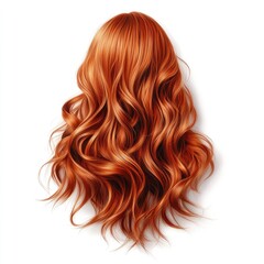 Fototapeta premium Realistic Back View of Healthy Wavy Copper Hair Silk