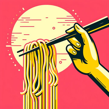 <a href="https://example.com" target="_blank">Vibrant Digital Art of Asian Cuisine featuring Noodles & Chopsticks on a Colorful Background</a>
