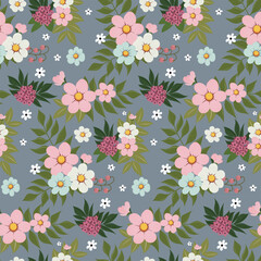 МобиThe simple floral design features evenly spaced delicate flowers against a light, neutral background. For textiles, cotton fabric, covers, wallpaper, printing, cards, scrapbooking.
