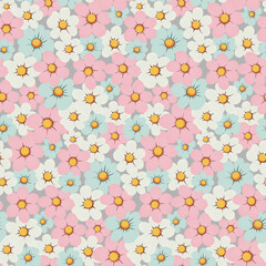 МобиThe simple floral design features evenly spaced delicate flowers against a light, neutral background. For textiles, cotton fabric, covers, wallpaper, printing, cards, scrapbooking.
