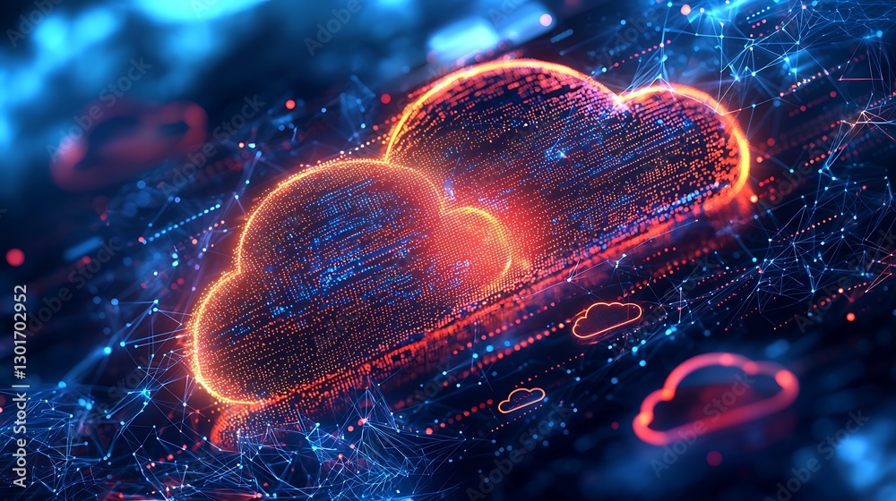 Poster digital cloud network background