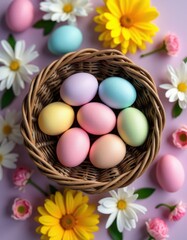 easter eggs in a basket