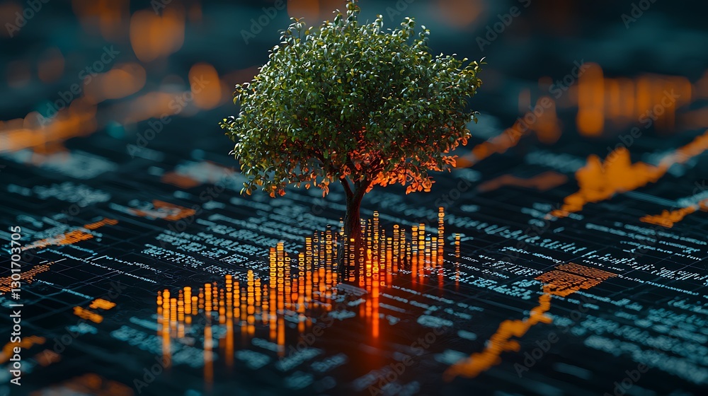 Aufkleber digital tree on data grid