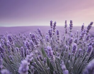 Obraz premium A stunning view of lavender fields, showcasing vibrant purple blooms against a soft pastel sky.