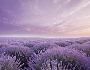A serene lavender field under a pastel sunset, evoking tranquility and natural beauty.