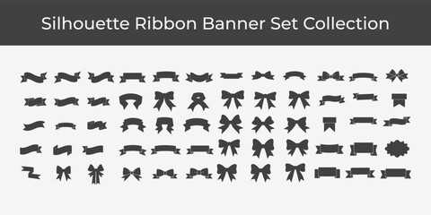 Ribbons and Bows banner vector illustration. Ribbon set collection isolate on white background