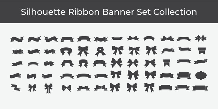 Ribbons and Bows banner vector illustration. Ribbon set collection isolate on white background