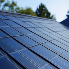 Sleek solar panels on rooftop enhancing renewable energy efficiency outdoors