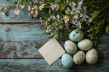 easter eggs on wooden background