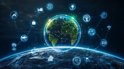 Globe representing a sustainable future in modern city image