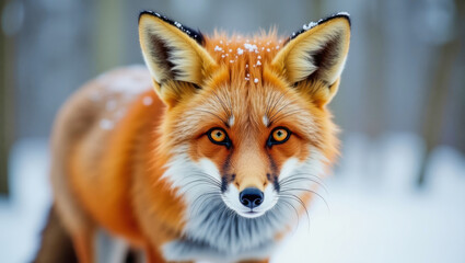 Obraz premium Fox roaming through a snowy landscape in a winter setting