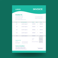 Invoice minimal and atractive design template. Bill form business invoice accounting