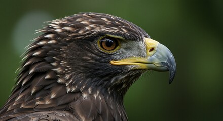 Fototapeta premium Majestic Sea Eagle with piercing gaze exuding strength and confidence set against a blurred green background