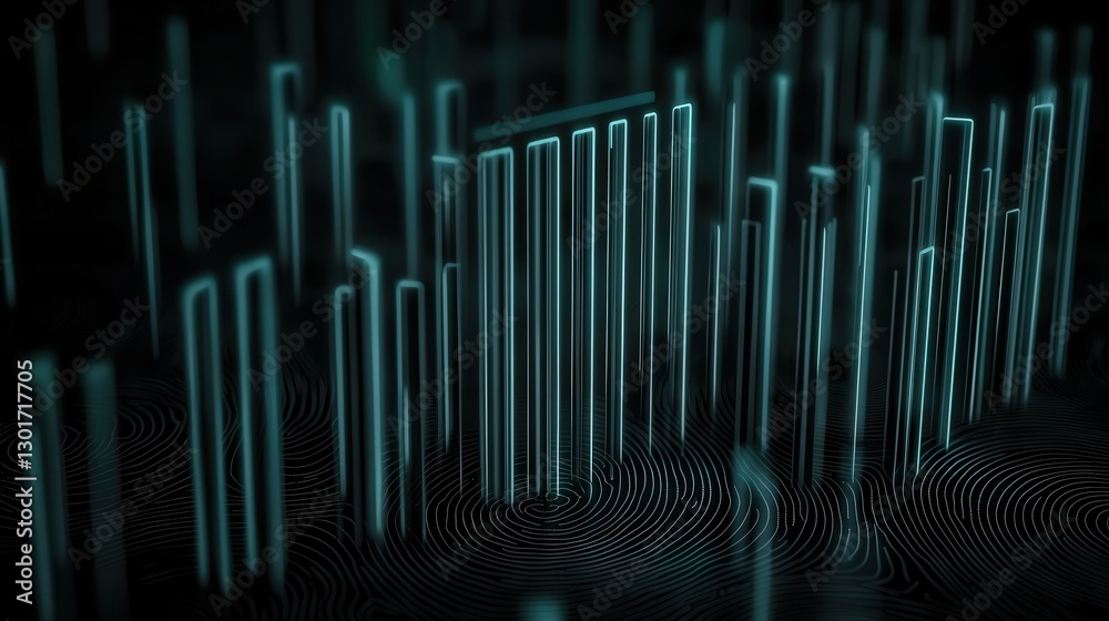 Poster intricate fingerprint maze forming a complex futuristic digital landscape with abstract lines curves