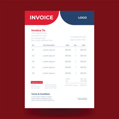 Invoice clean design template. Bill form business invoice accounting