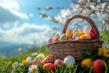 easter eggs in a basket