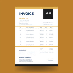 Invoice corporate design template. Bill form business invoice accounting