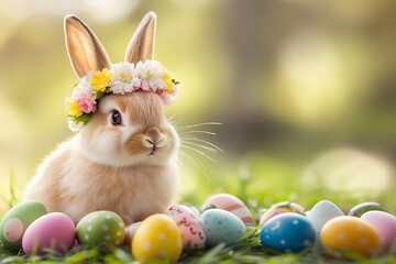 easter bunny and easter eggs
