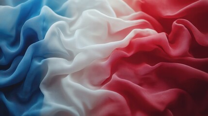 Obraz premium Flowing french flag colors: red, white, and blue fabric texture