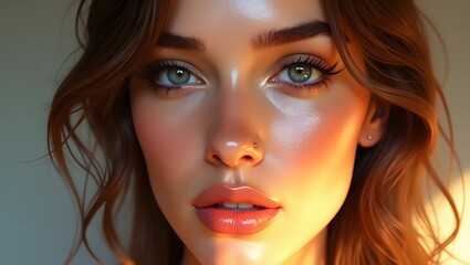 Fototapeta premium Aesthetic Close-Up of a Trendy Model with Flawless Skin