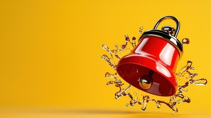 Vibrant 3D notification icon in a smooth modern design against a minimalist yellow background