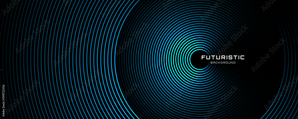 Poster 3d blue lines techno abstract background overlap layer on dark space with circles effect decoration.
