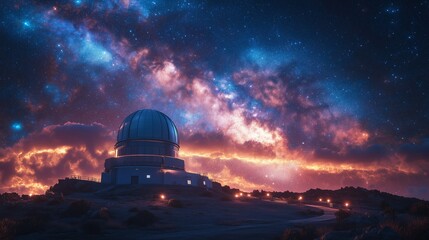 Obraz premium Stunning night view of a space observatory under a clear, starry sky