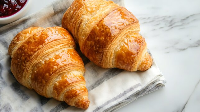 Top View of Two Croissants / 2つのクロワッサンの俯瞰図