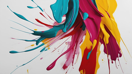 Abstract colorful paint splash on white background. Vibrant artistic expression. Illustration
