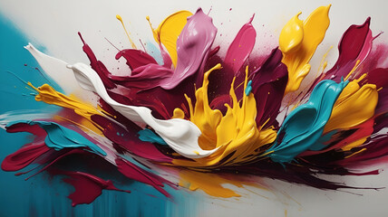 Abstract colorful paint splash on white background. Vibrant artistic expression. Illustration