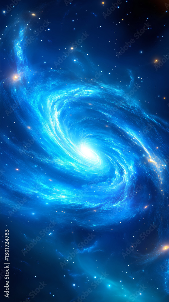 Wall mural a stunning display of a blue galaxy captivates with swirling patterns and bright stellar elements. t