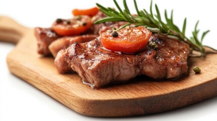 Sizzling grilled steak gourmet kitchen food photography rustic environment close-up view culinary art