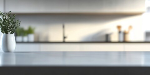 Elevate Your Space with Modern Solid-Colored Tabletops: Discover Elegant and Minimal Designs Perfect for Product Display in a Contemporary Kitchen Setting
