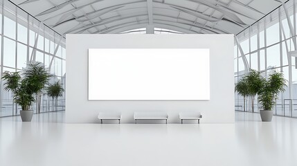 Fototapeta premium Modern Gallery Mockup: Large Blank Canvas in a Minimalist Space AI Generated
