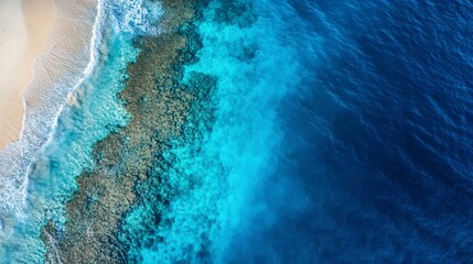 Exploring the ocean's depths high-altitude view clear waters aerial photography marine environment bird's eye perspective