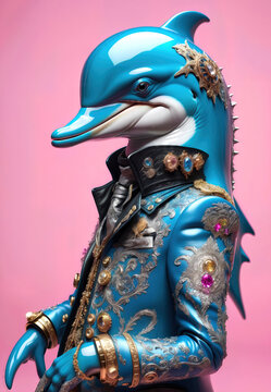 Antropomorfismo, delfin,  retrato, arte, hombre delfin elegante, fantasia
