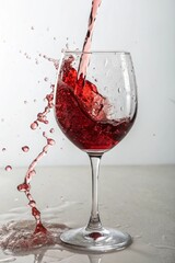 Glass with a splash of red wine isolated on white background