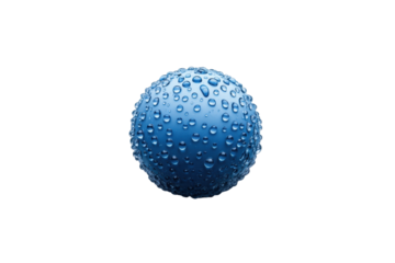 Blue droplet sphere on white background, cut out